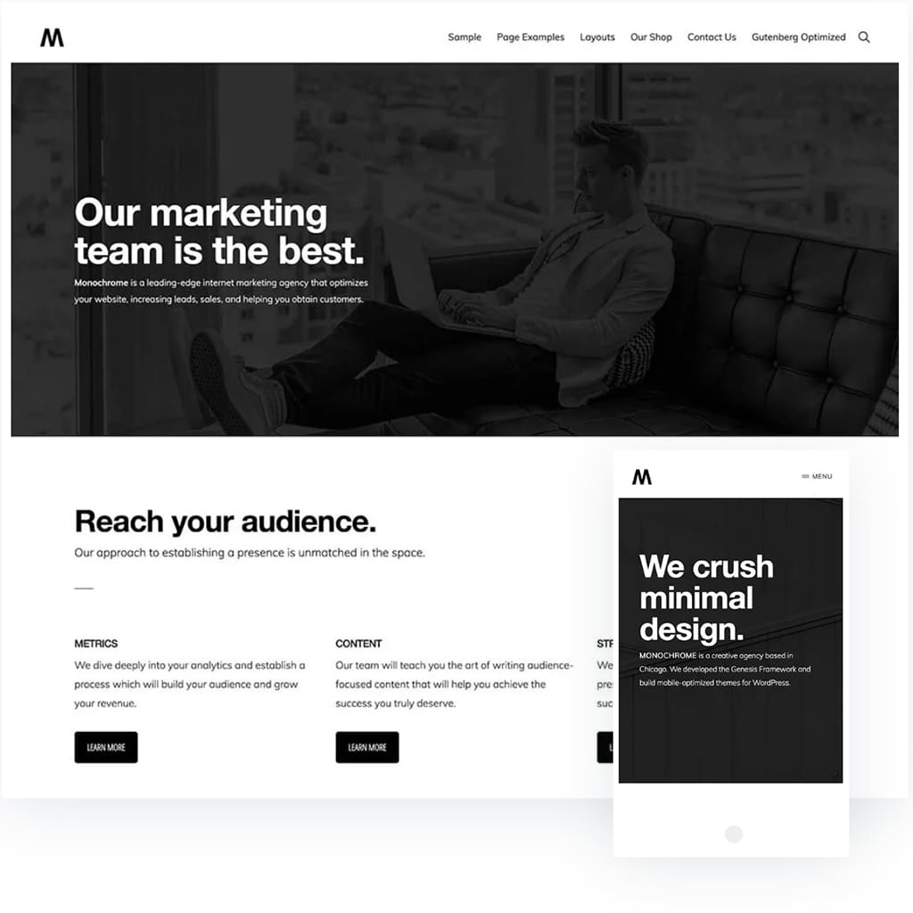 Web Design Agency. Monochrome Pro Theme. KK Media Digital.