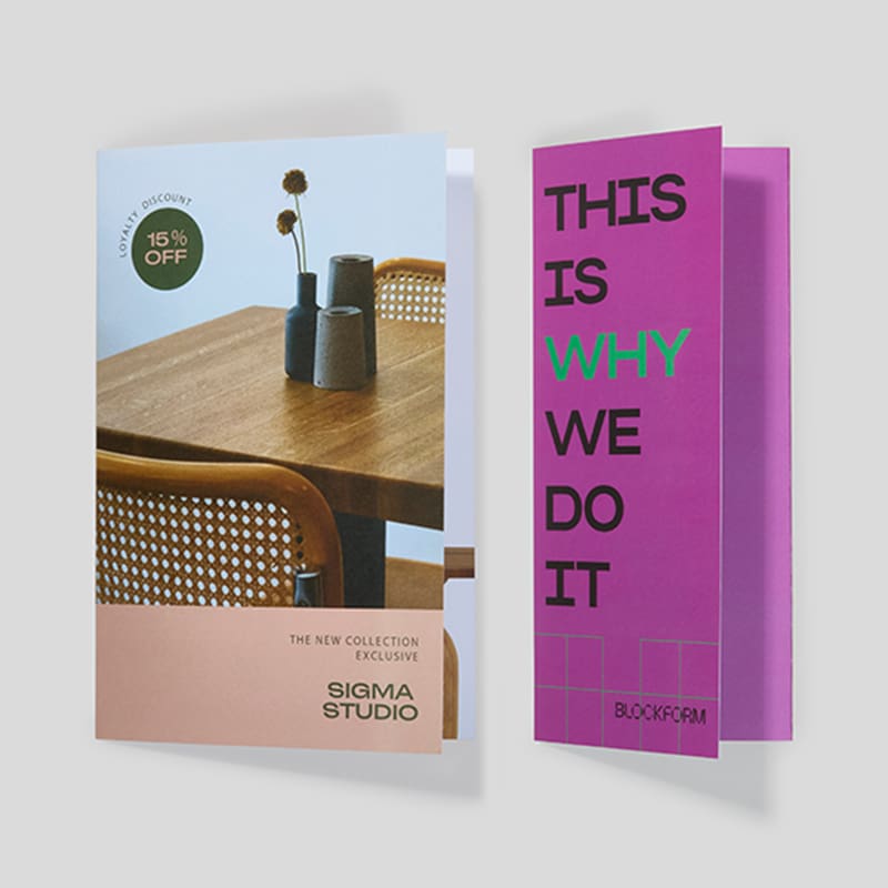 Brochures. Print design services. Tri-fold and bi-fold marketing materials.